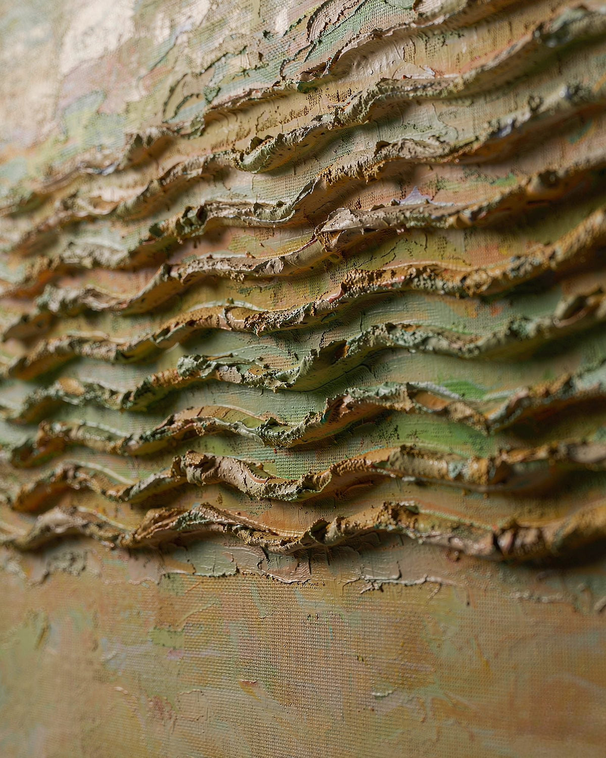 Thick hand-painted oil paint on canvas