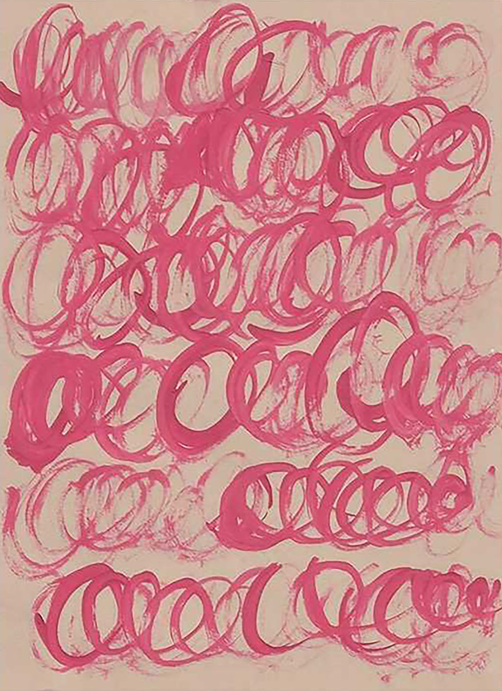 Rows of looping pink scribbles on blush