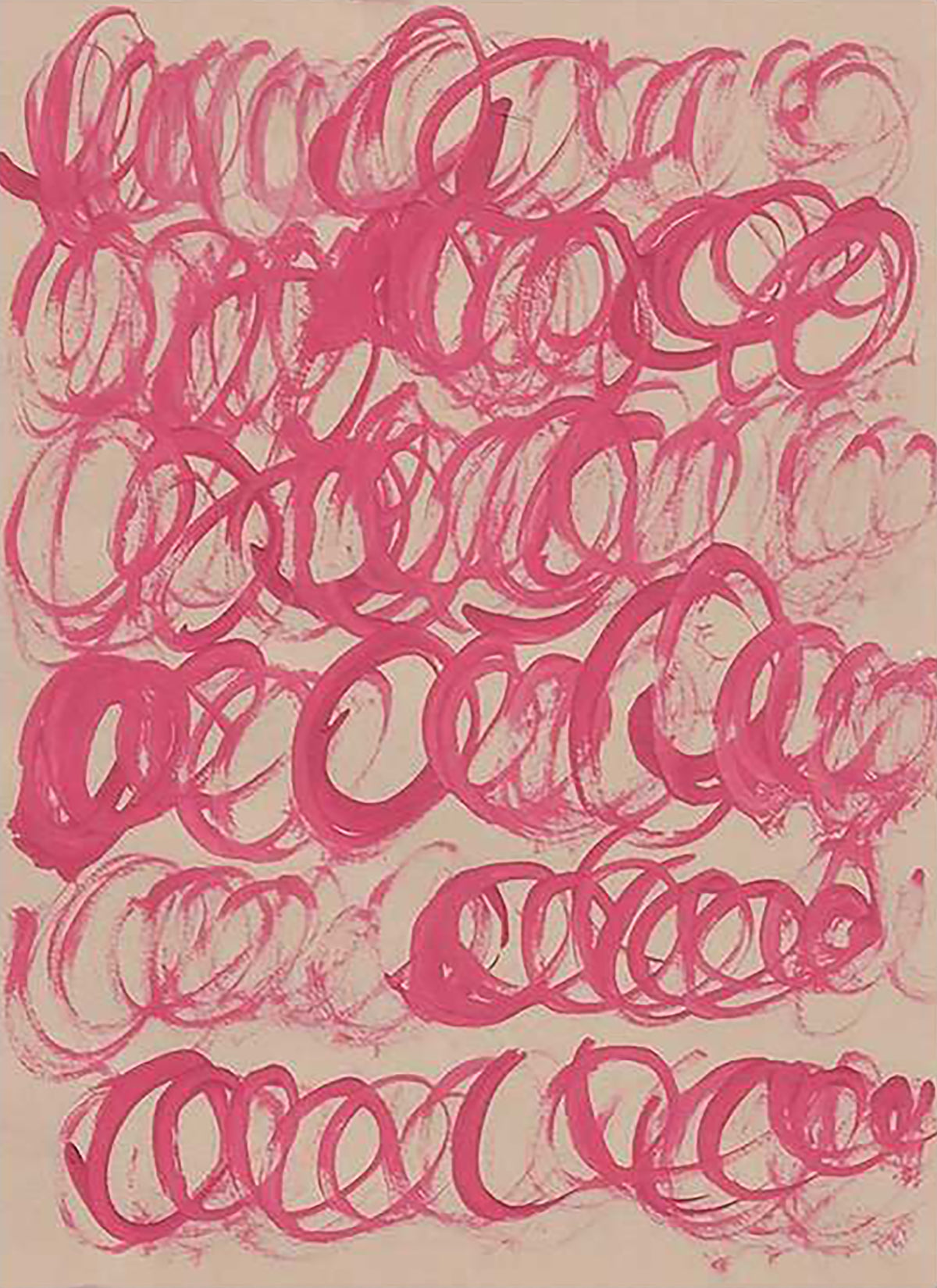 Rows of looping pink scribbles on blush