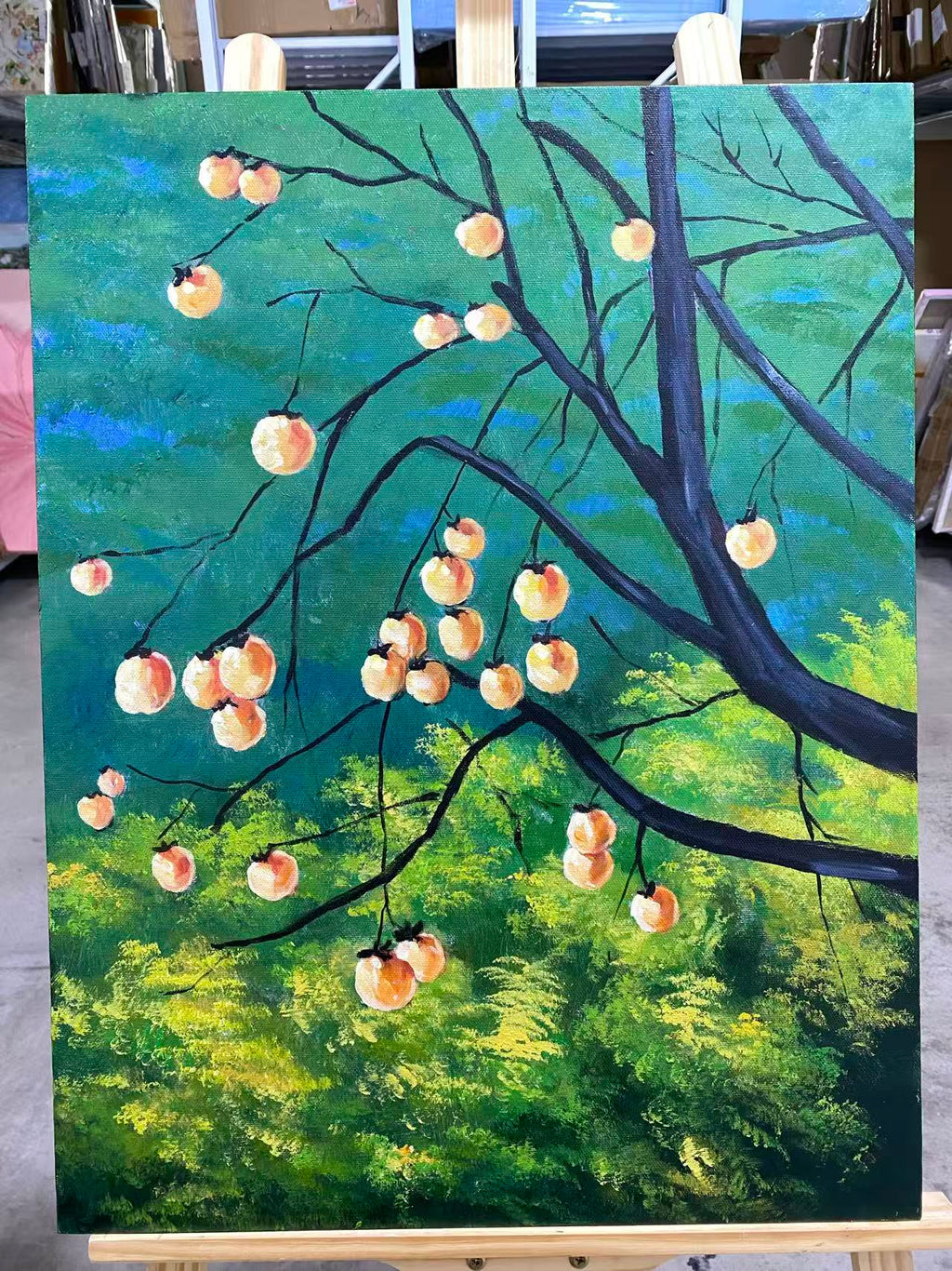 Persimmons on Dark Branches