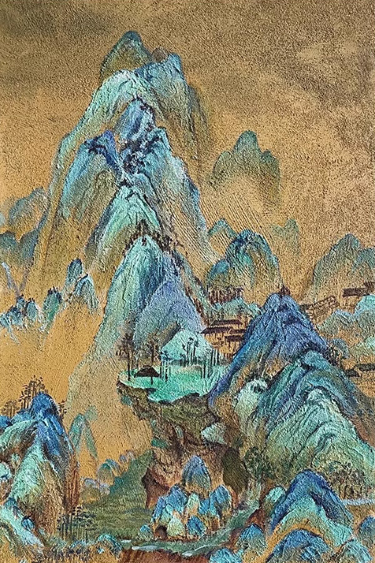 Turquoise and blue peaks in classical style on gold