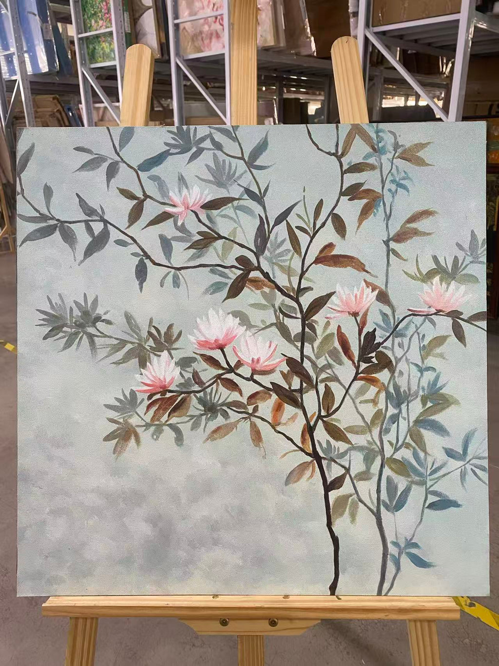 Magnolia Branch on Pale Blue