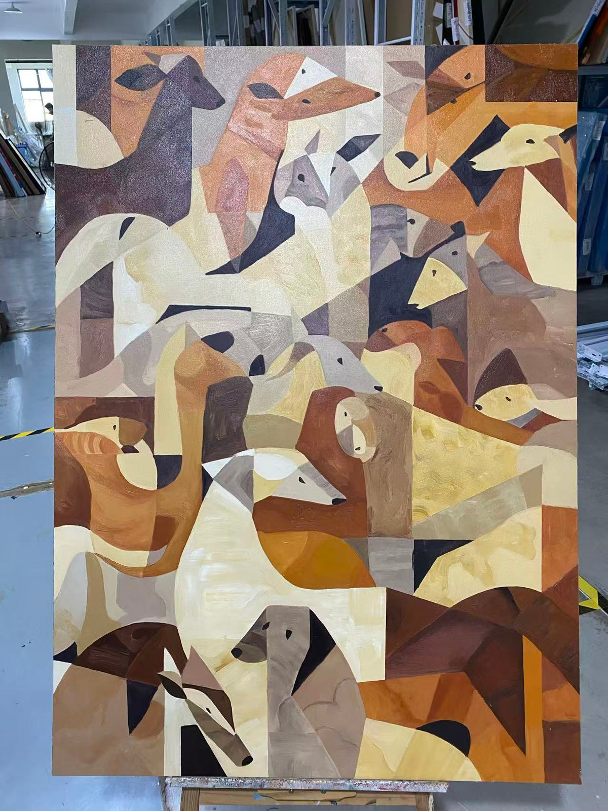 Dogs in Wood Tones