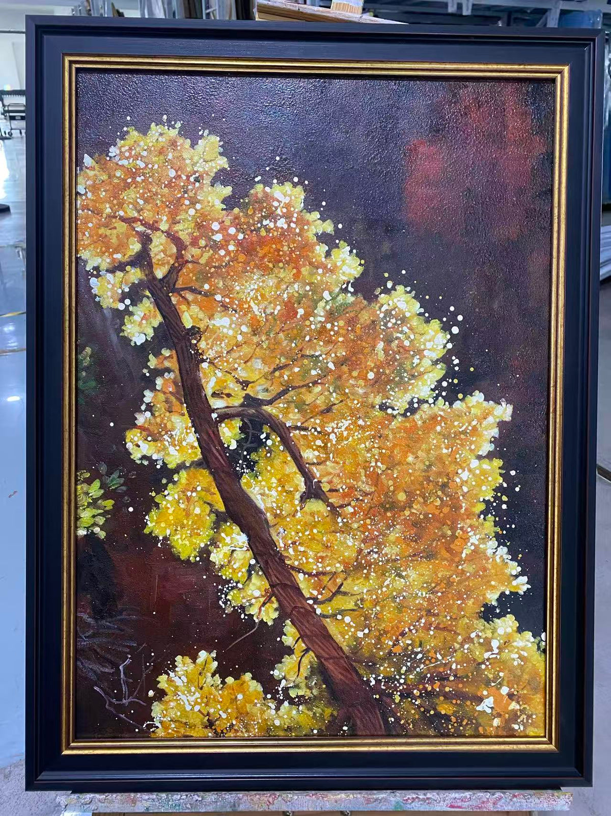 Golden Tree on Maroon