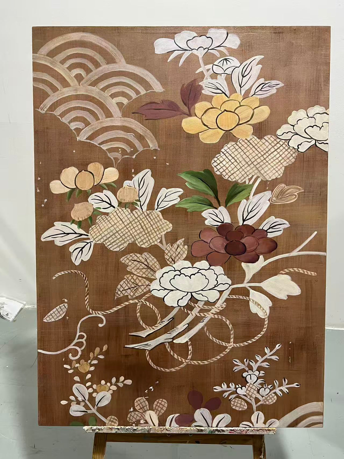 Peony Pattern on Brown