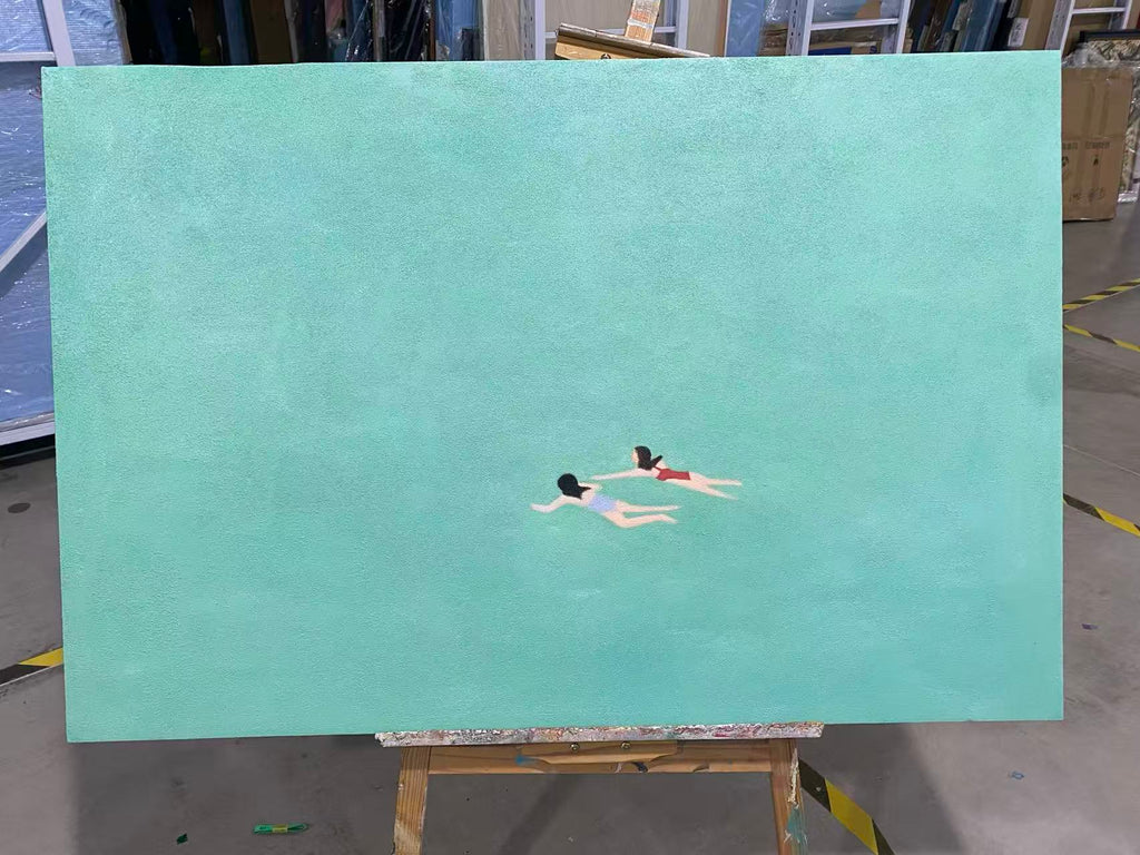 Swimmers in Jade Water
