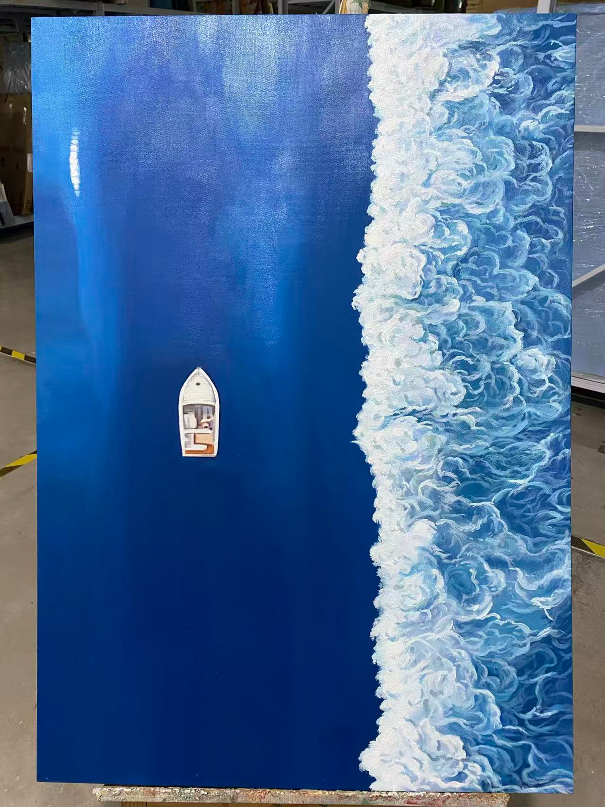 Boat by the Breaking Waves