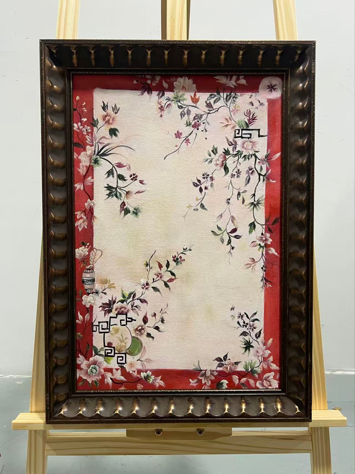 Floral Rug on Red