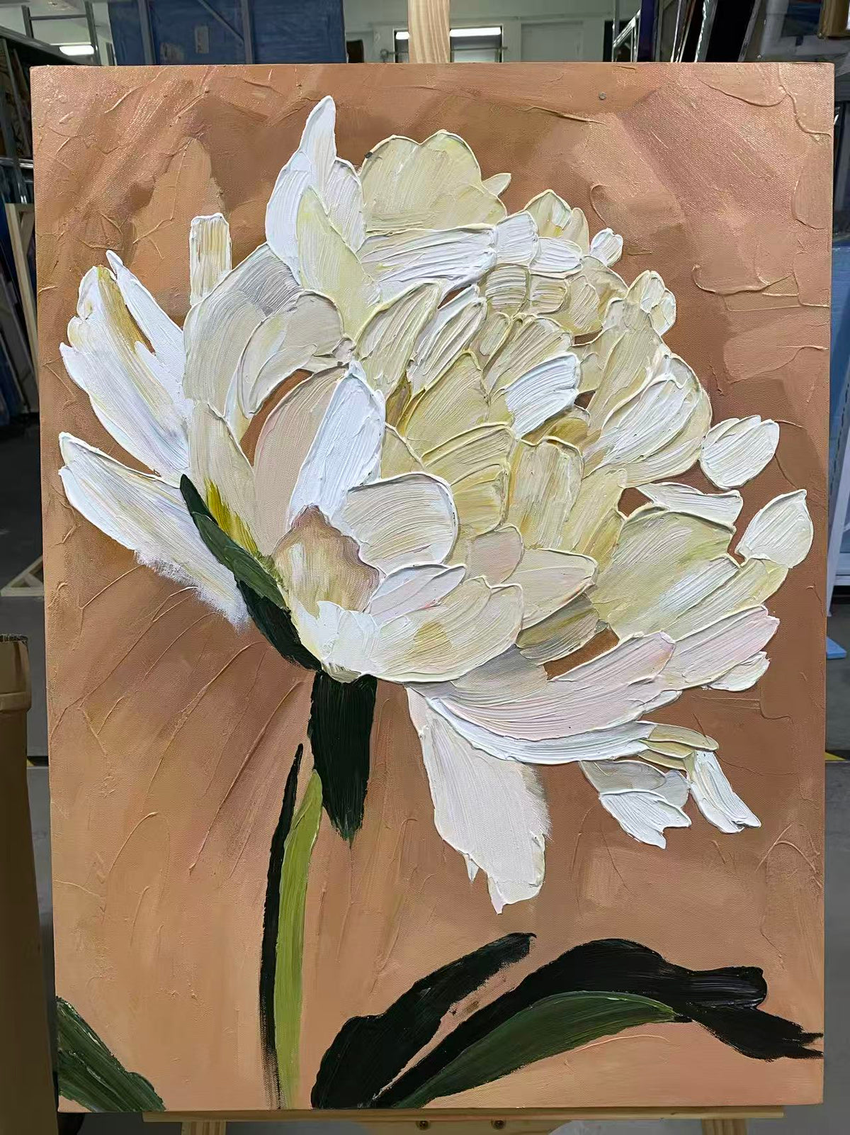 White Peony on Taupe