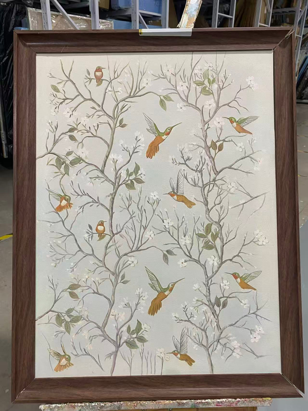 Hummingbirds in Blossom Branches
