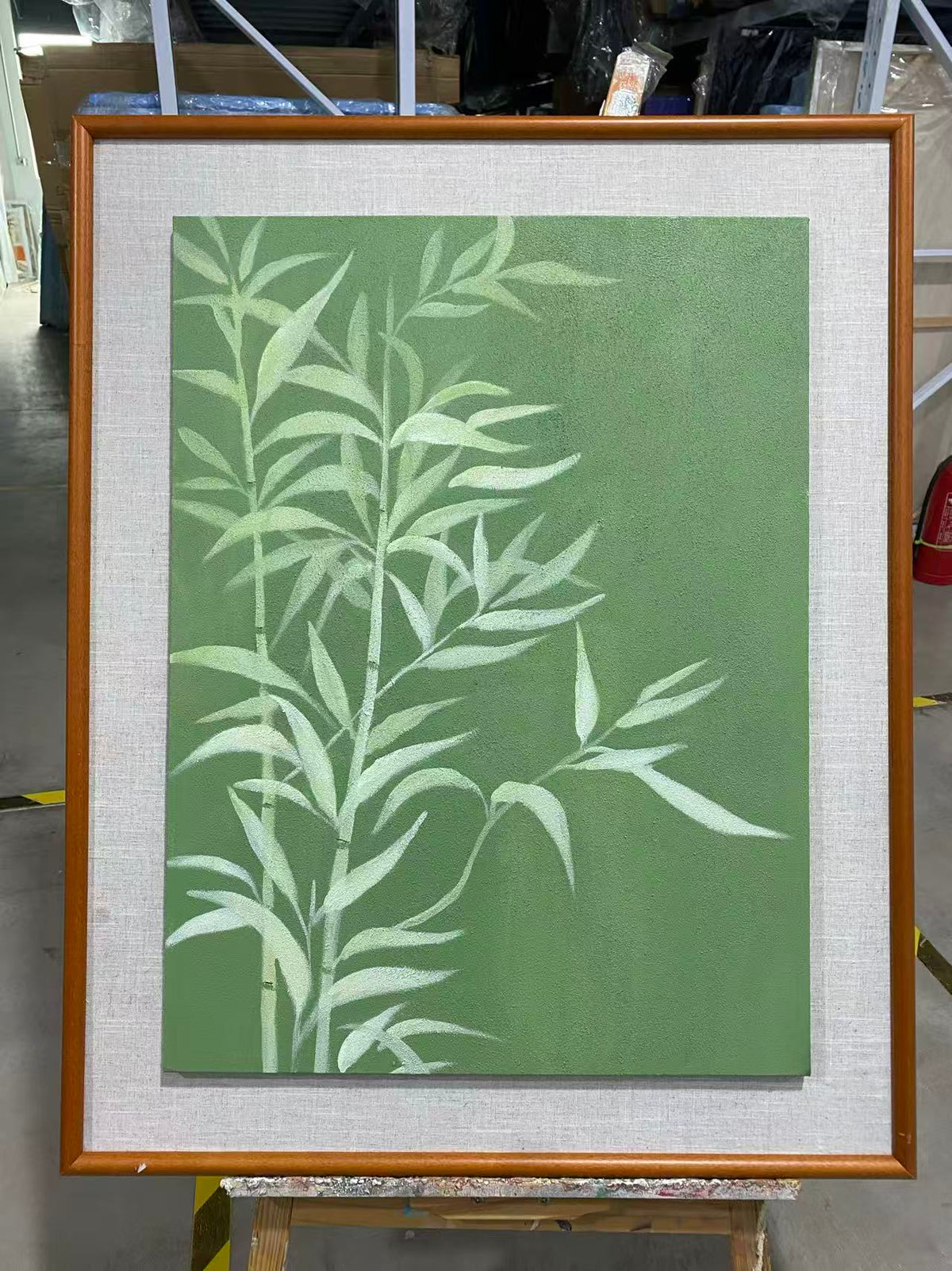 Bamboo on Olive Green