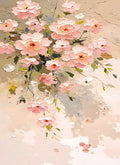 Sprays of soft pink wild roses on a pale blush ground