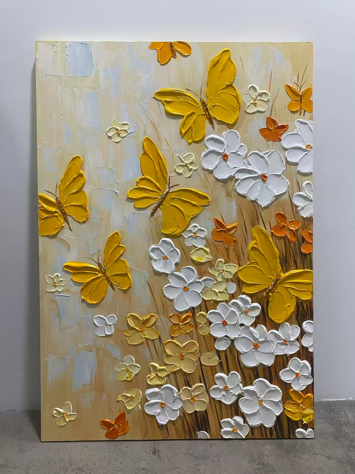Yellow Butterflies and White Blooms