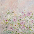 A soft field of lilac, pink and white wildflowers