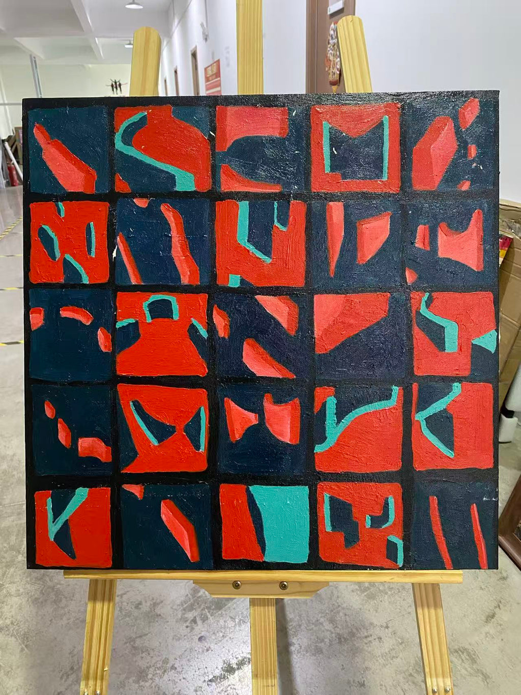 Red and Teal Grid