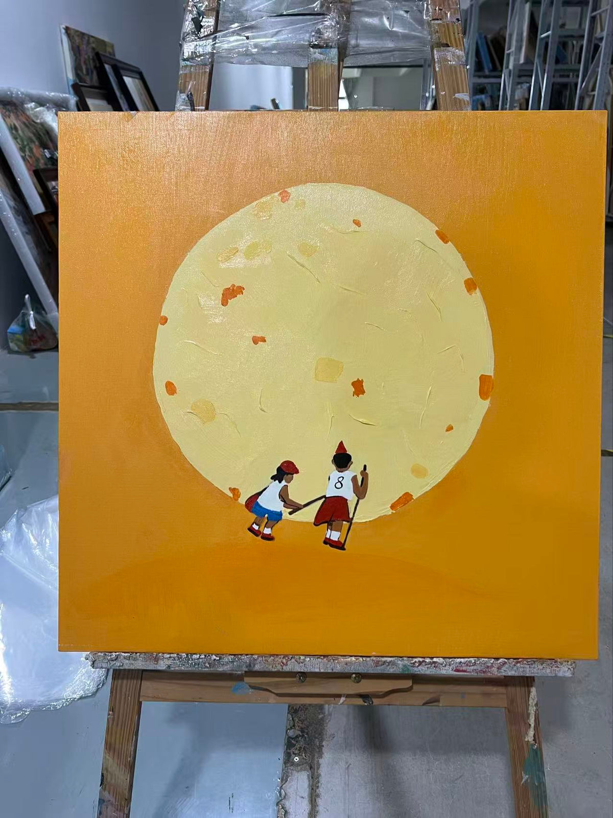 Two Children and the Moon