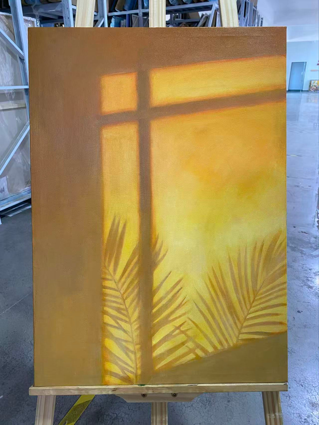 Palm Shadow on Orange