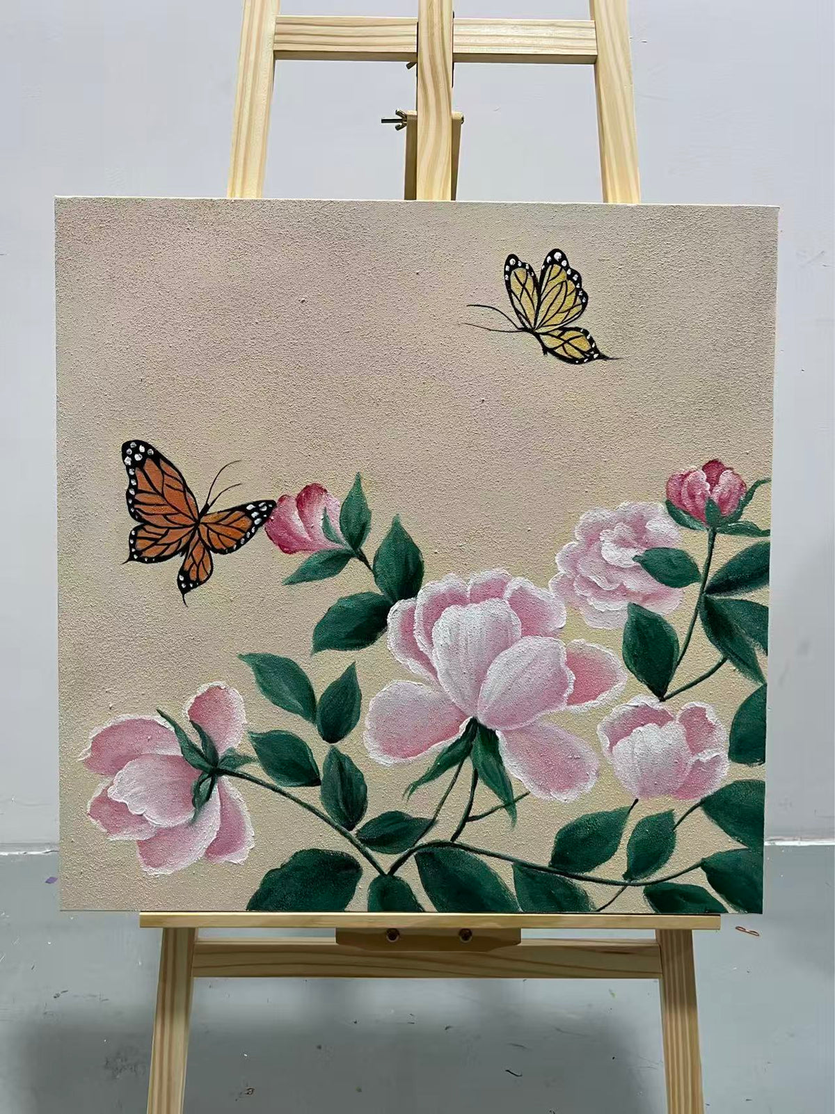 Butterflies and Pink Peonies