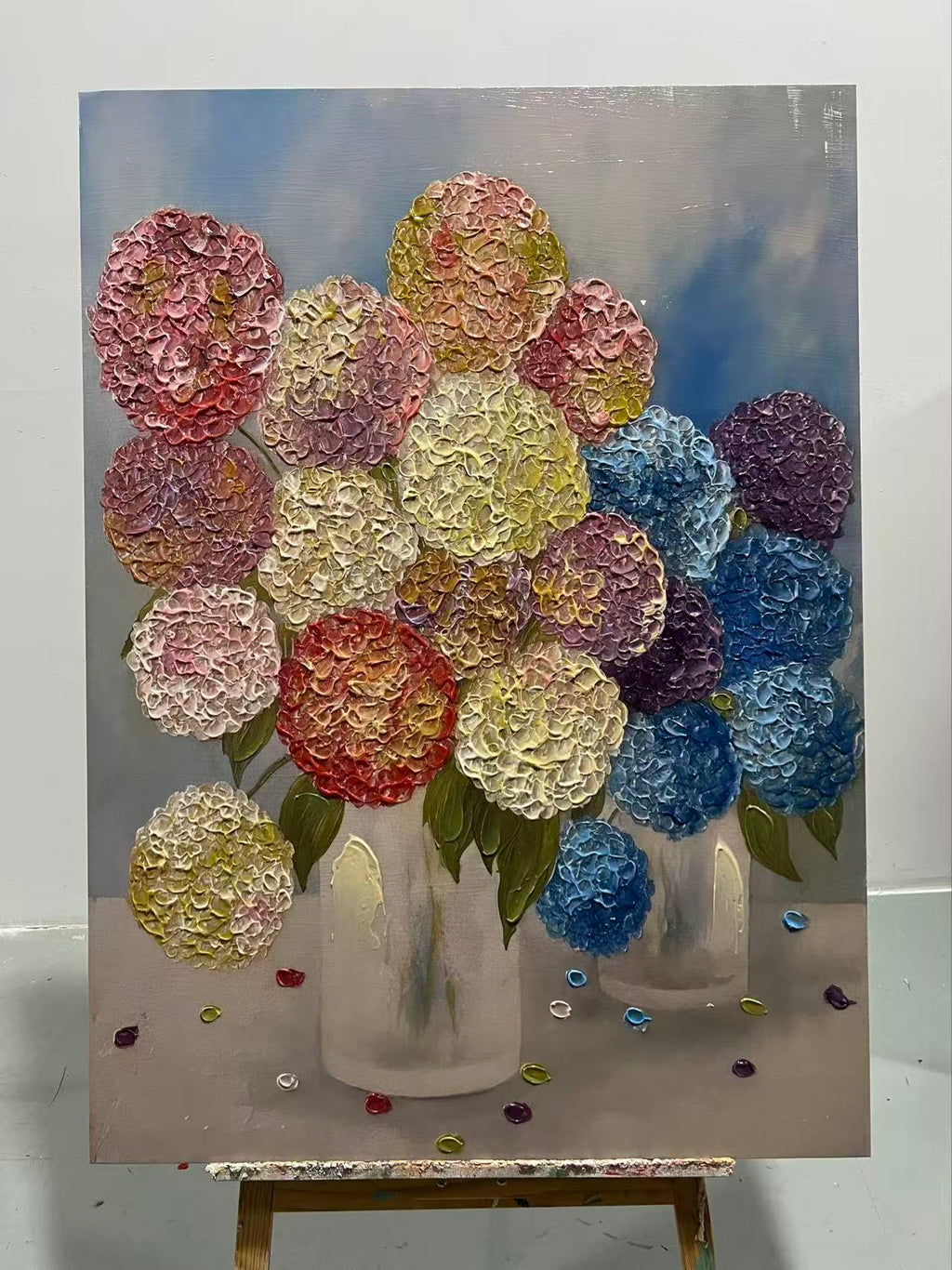 Hydrangeas in Glass Vases