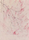 Faint pink and grey blossom stems on a textured blush ground