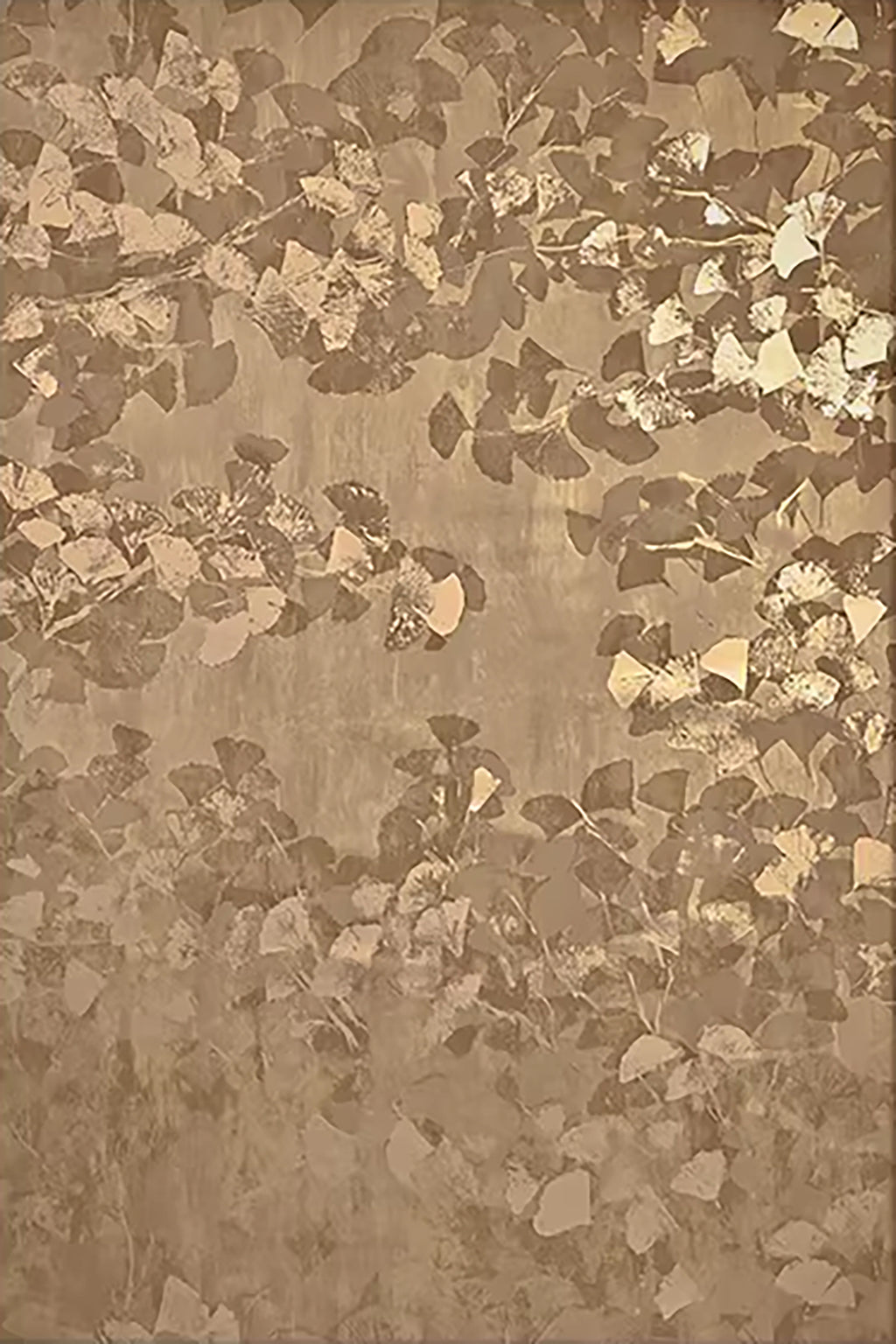 Falling gold leaf flakes on warm brown