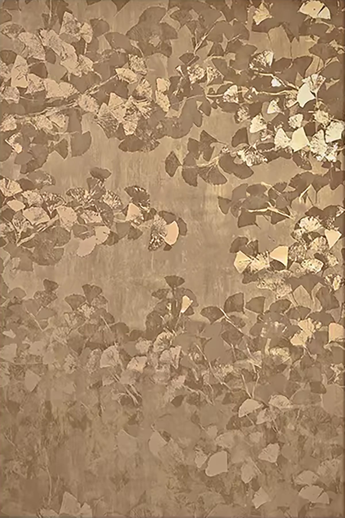 Falling gold leaf flakes on warm brown