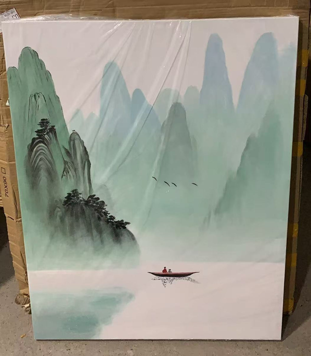 Boat below Jade Peaks