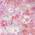 Dense pink and white flowers in thick palette-knife texture