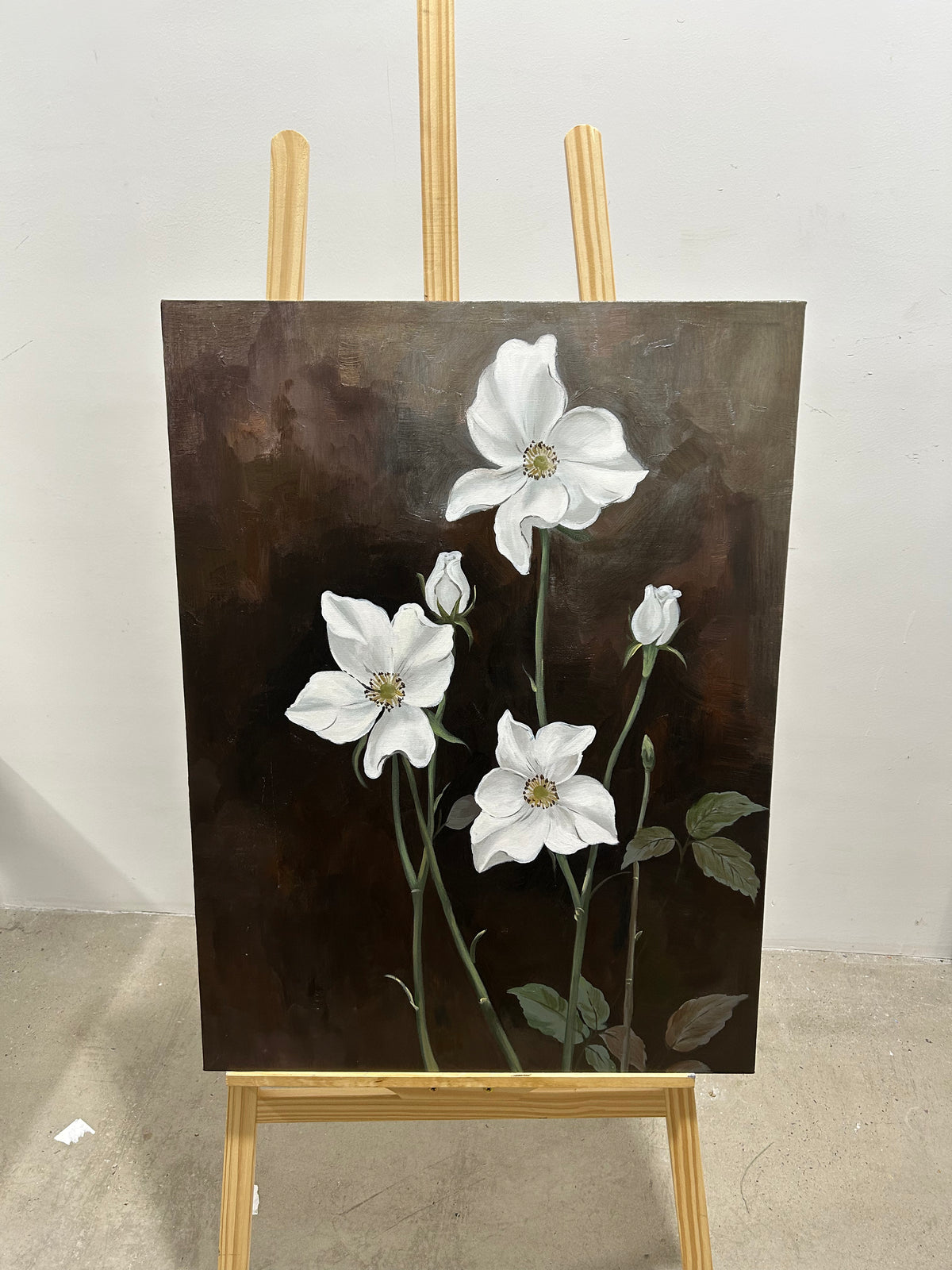 White Flowers on Black