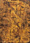 Thick, broken layers of gold and ochre paint