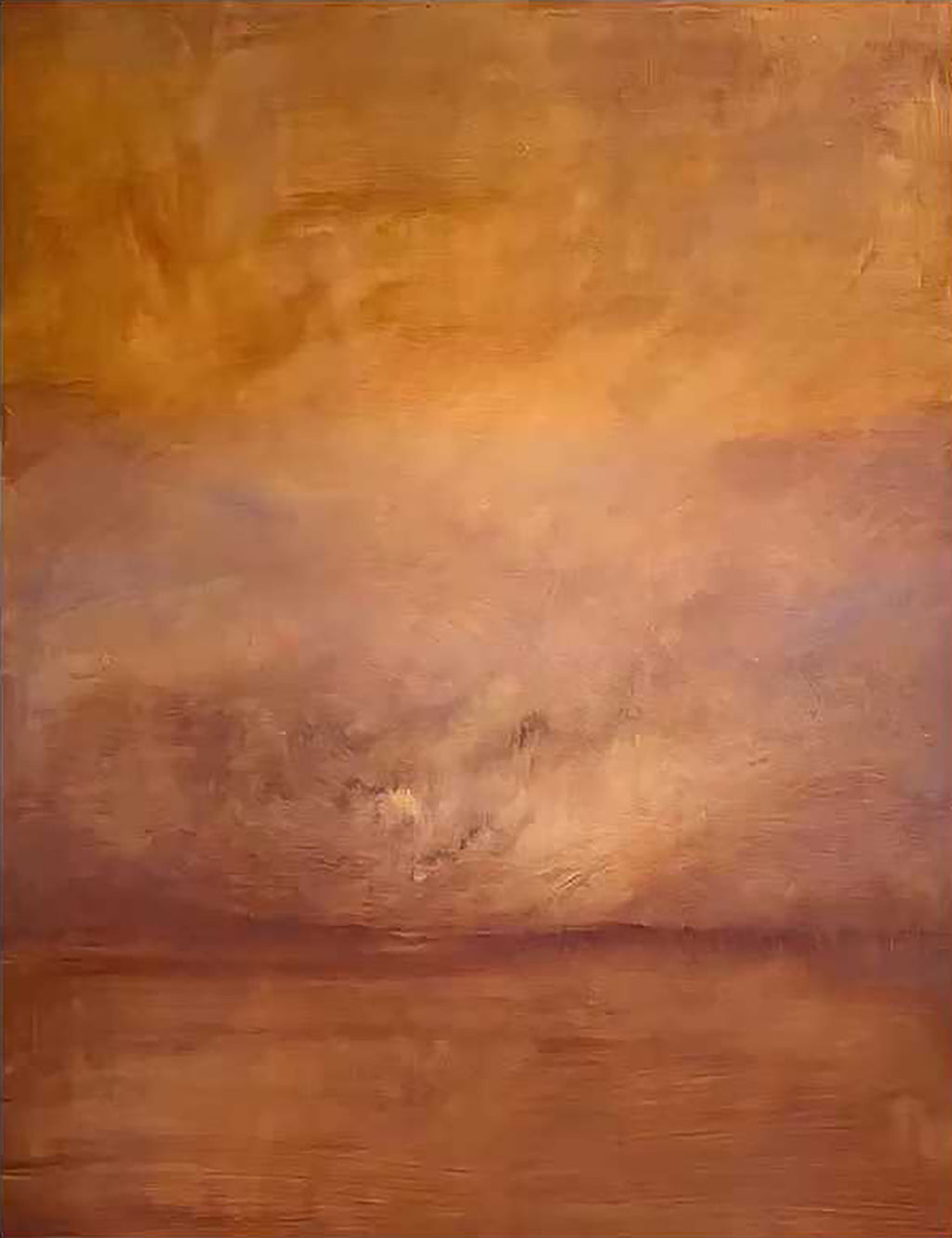 Smoky amber and rust bands melting into a dim horizon