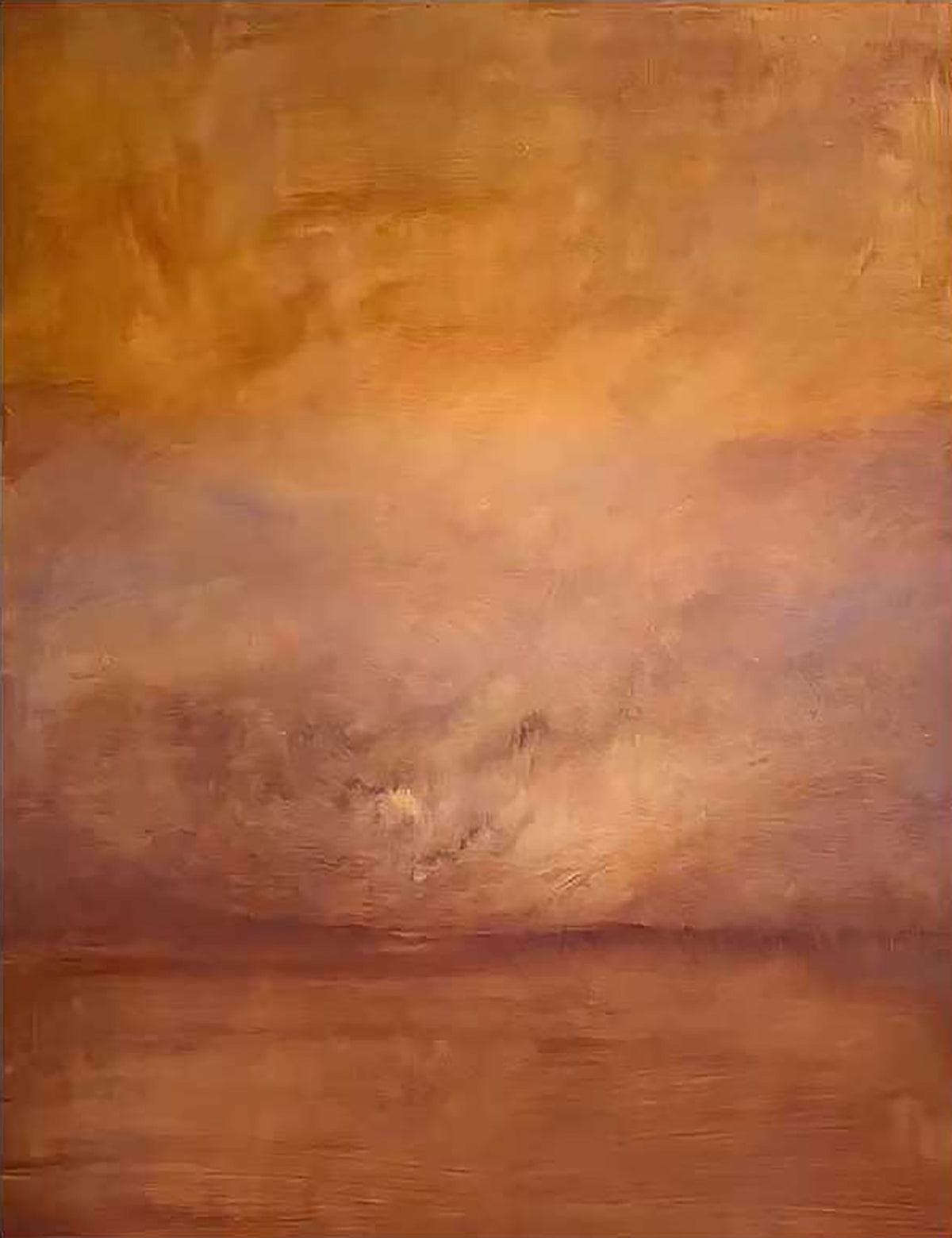 Smoky amber and rust bands melting into a dim horizon