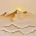Sculpted golden dunes below a soft rising sun