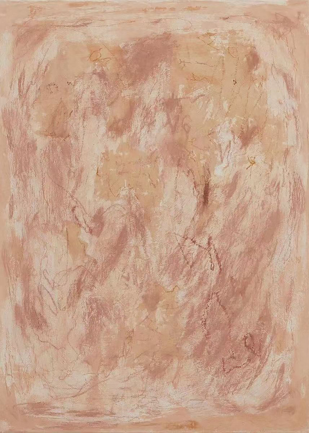 A loose, cloudy wash of dusty rose and terracotta