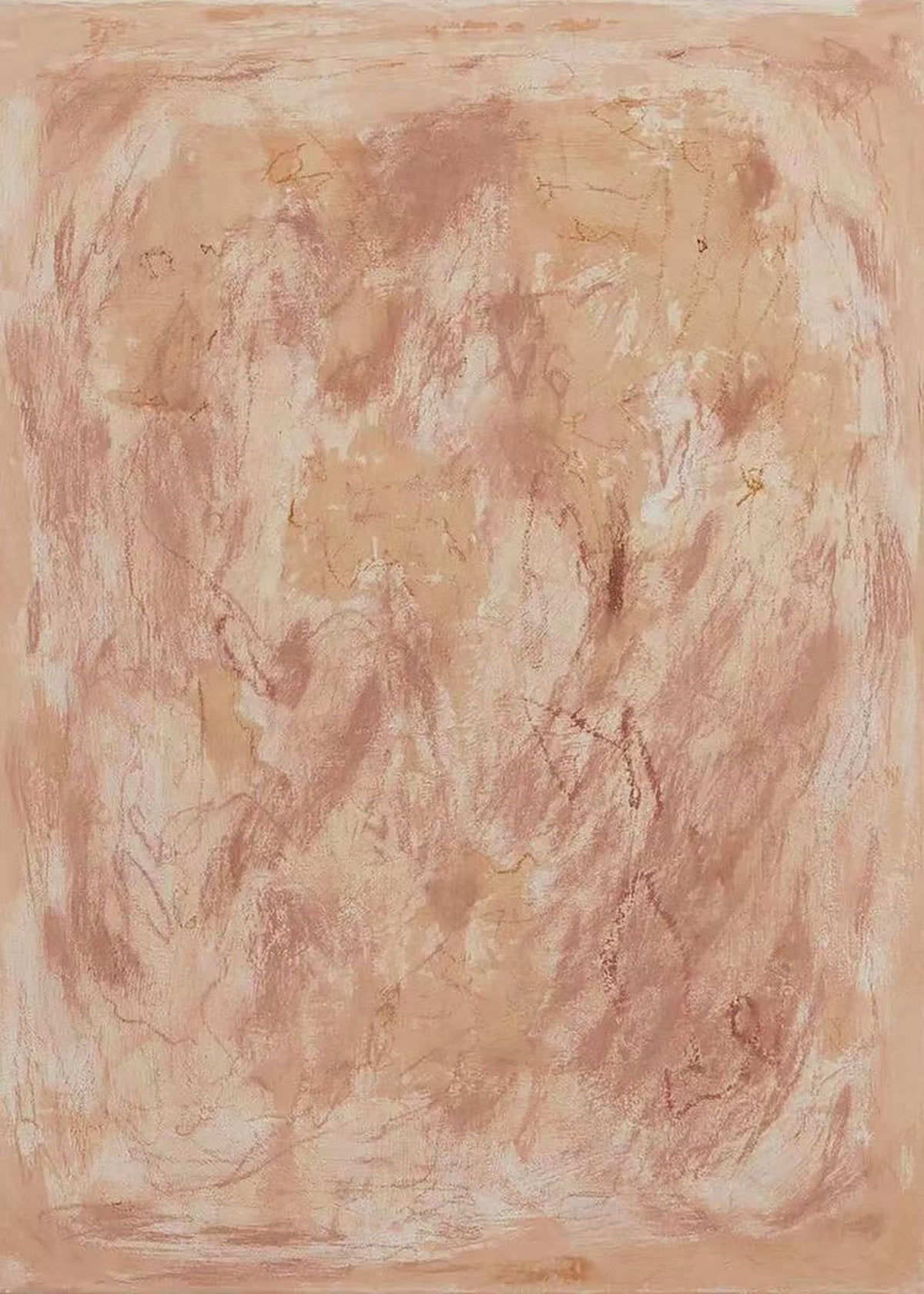 A loose, cloudy wash of dusty rose and terracotta