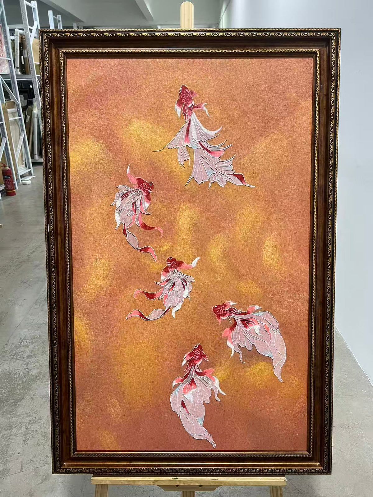 Goldfish on Copper Silk