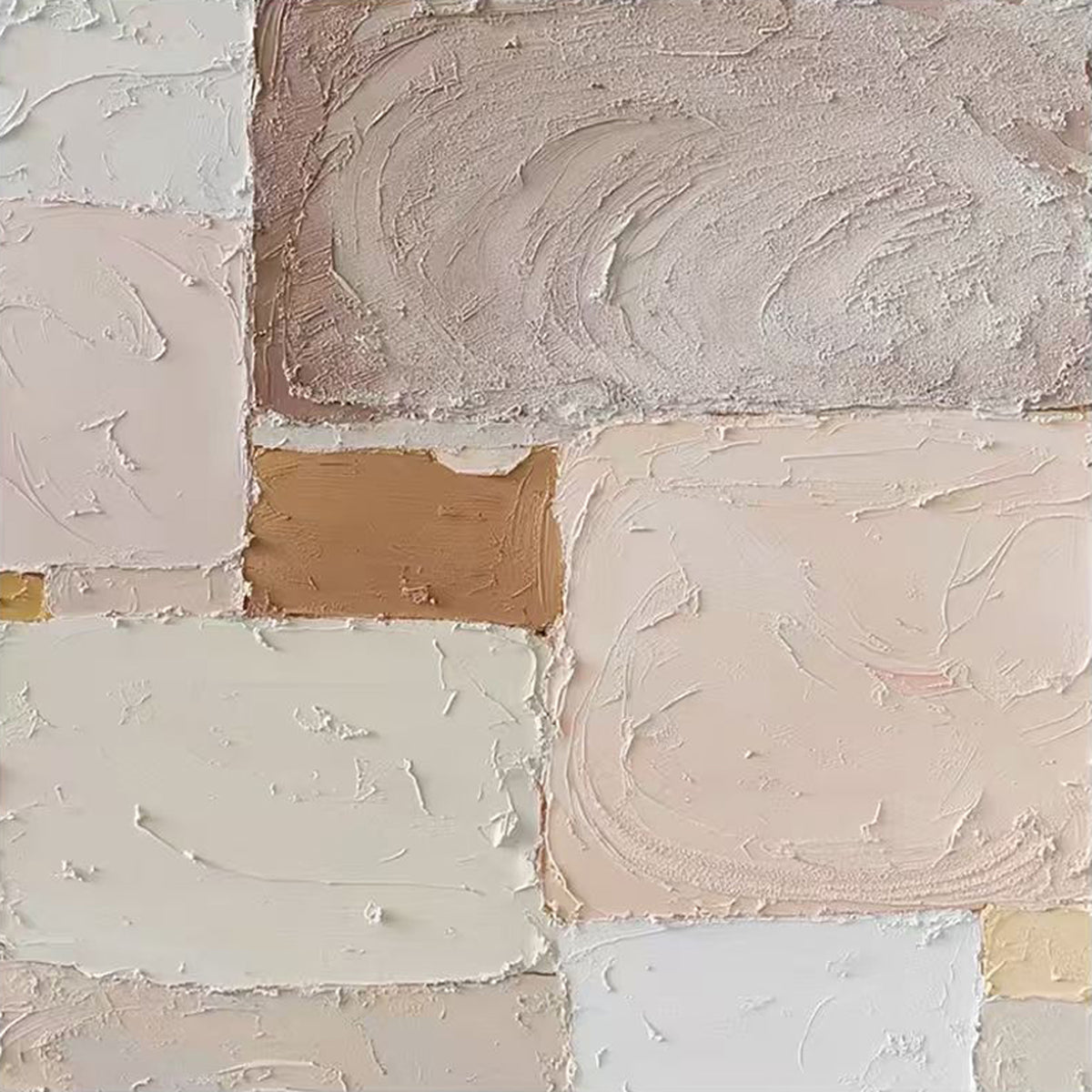 Blocks of blush, cream and taupe in thick plaster texture