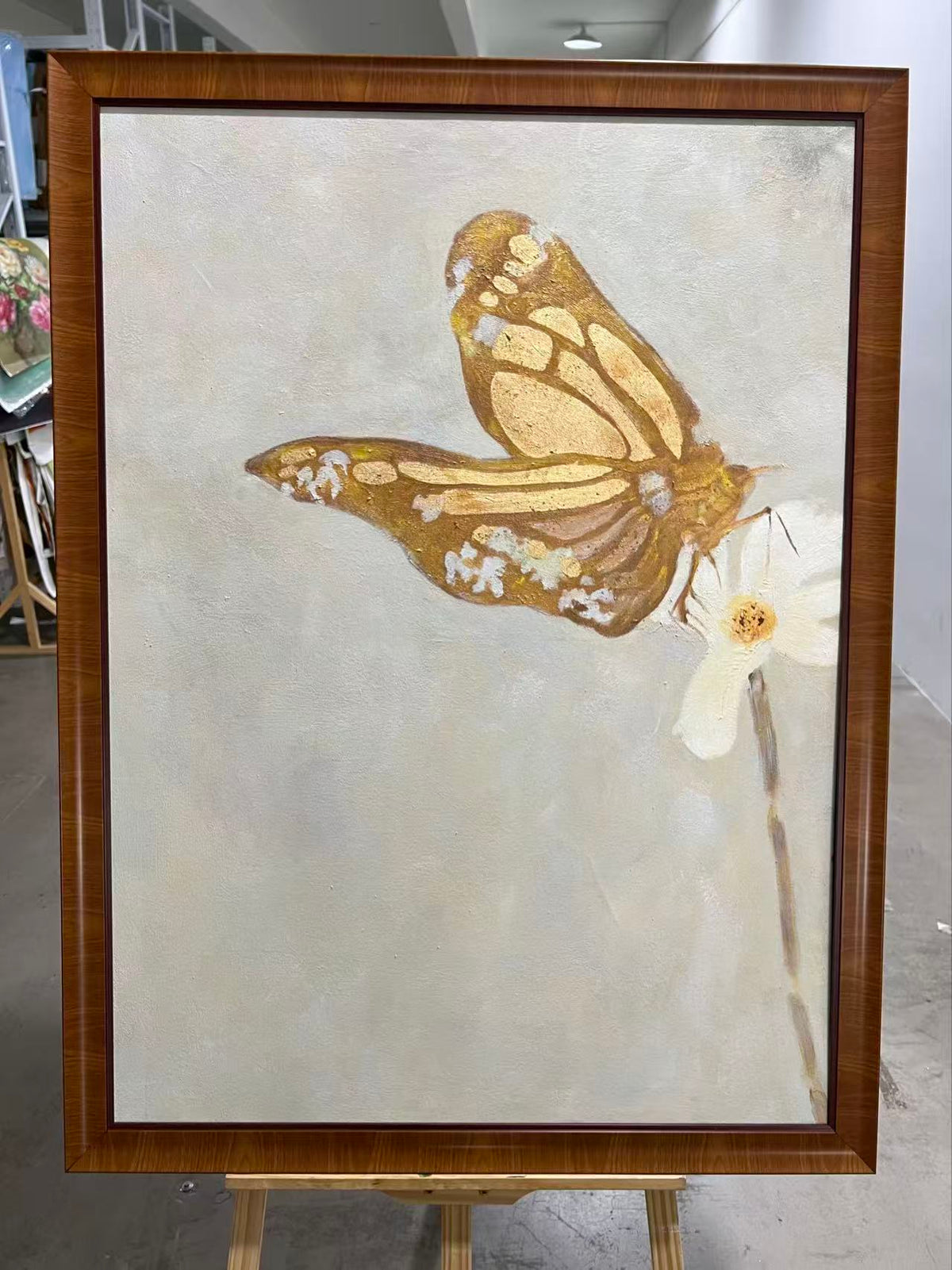 Gilded Butterfly on Grey