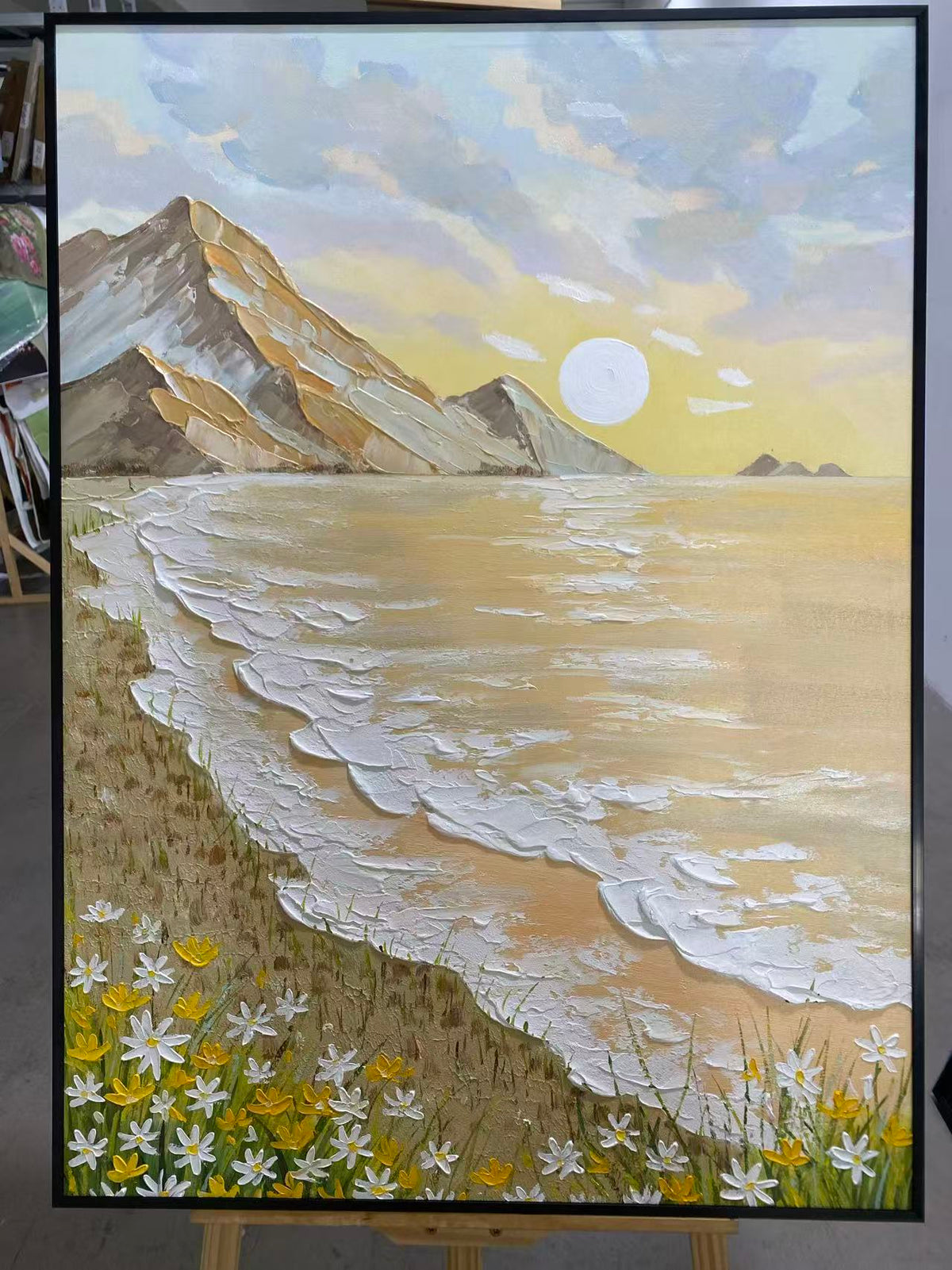 Sunset Beach with Daisies