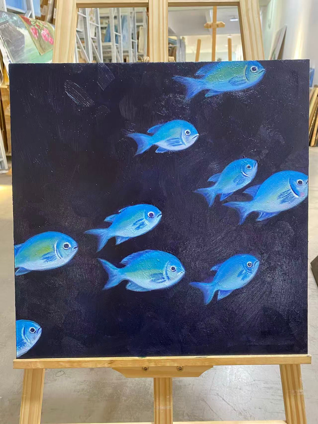 Blue Fish on Black