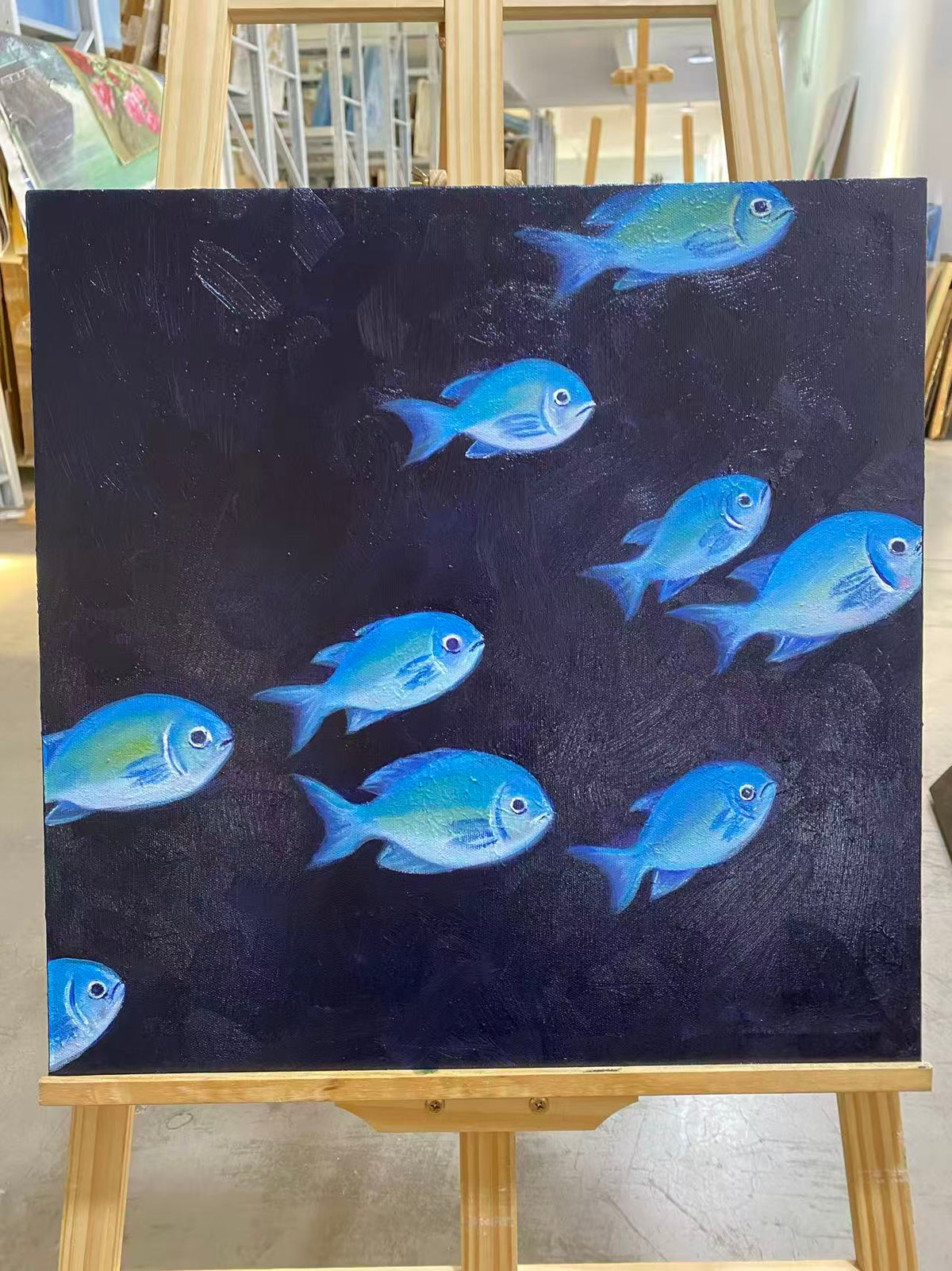 Blue Fish on Black
