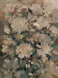 A dusky bouquet of peonies and wildflowers in muted tones