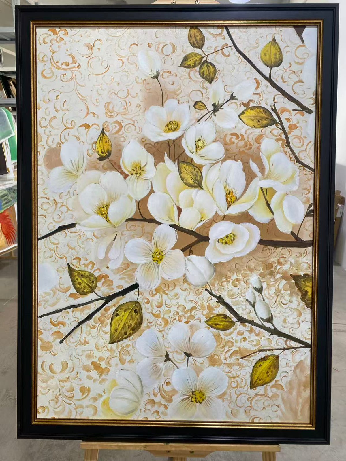 White Magnolias on Gold Leaf