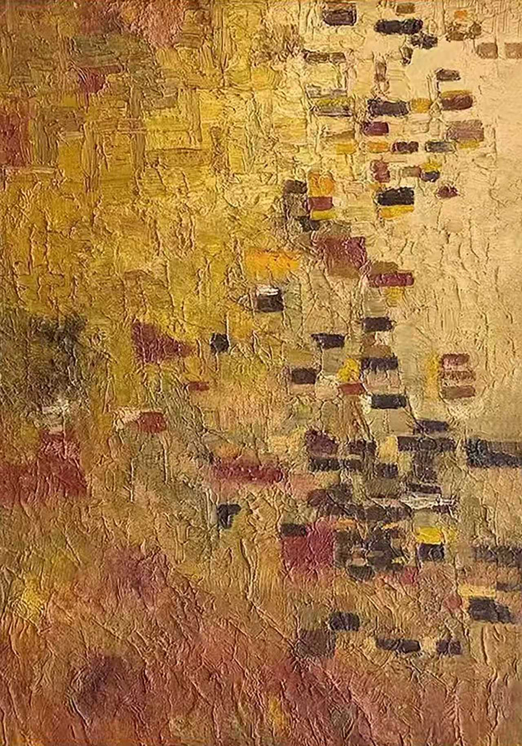 Warm gold and rust daubs like an old brick wall