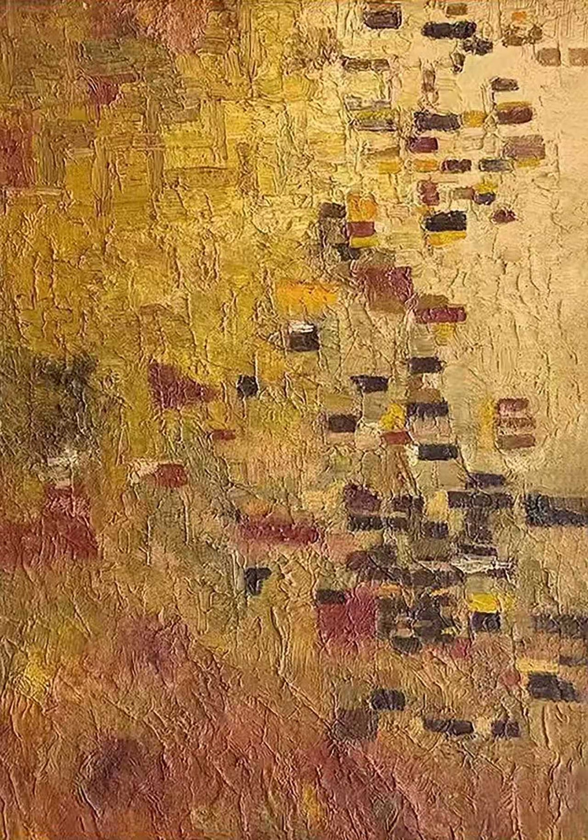 Warm gold and rust daubs like an old brick wall