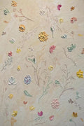 Tiny sculpted flowers scattered over cream