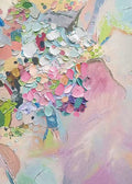 A bouquet of jewel-coloured sculpted petals on pastel pink