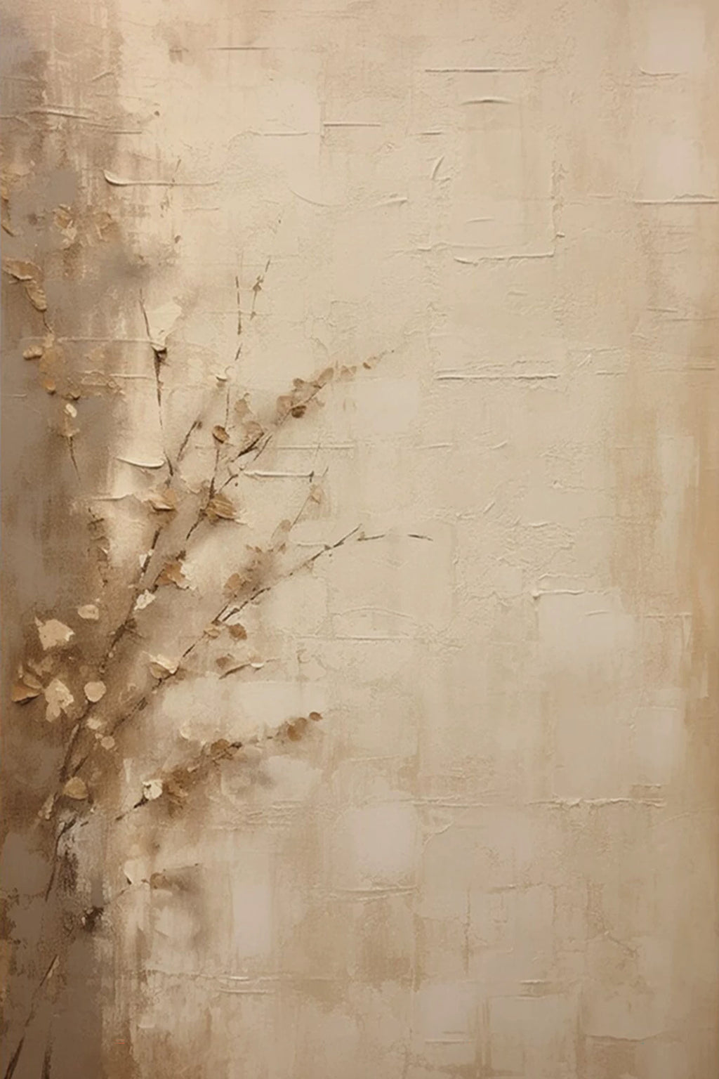 Faint dried grasses brushed over a weathered sand-coloured wall