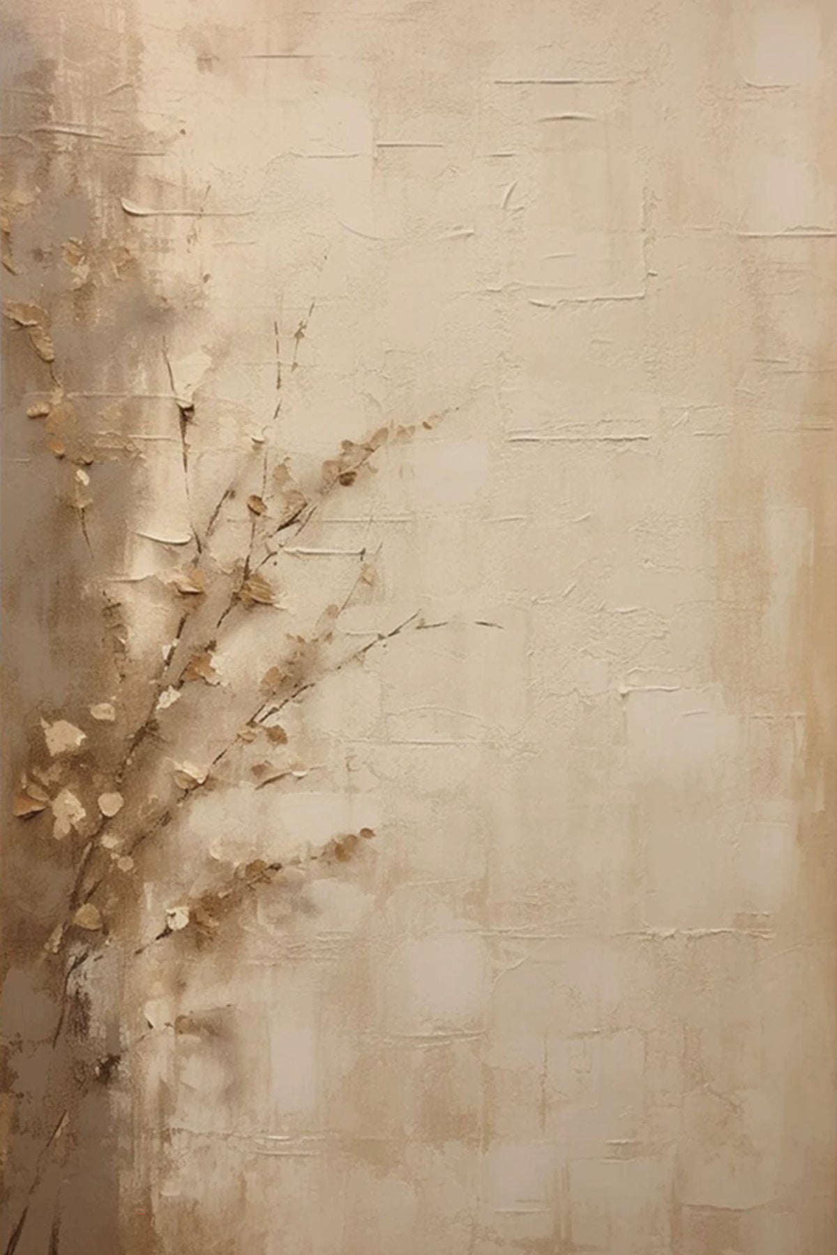 Faint dried grasses brushed over a weathered sand-coloured wall