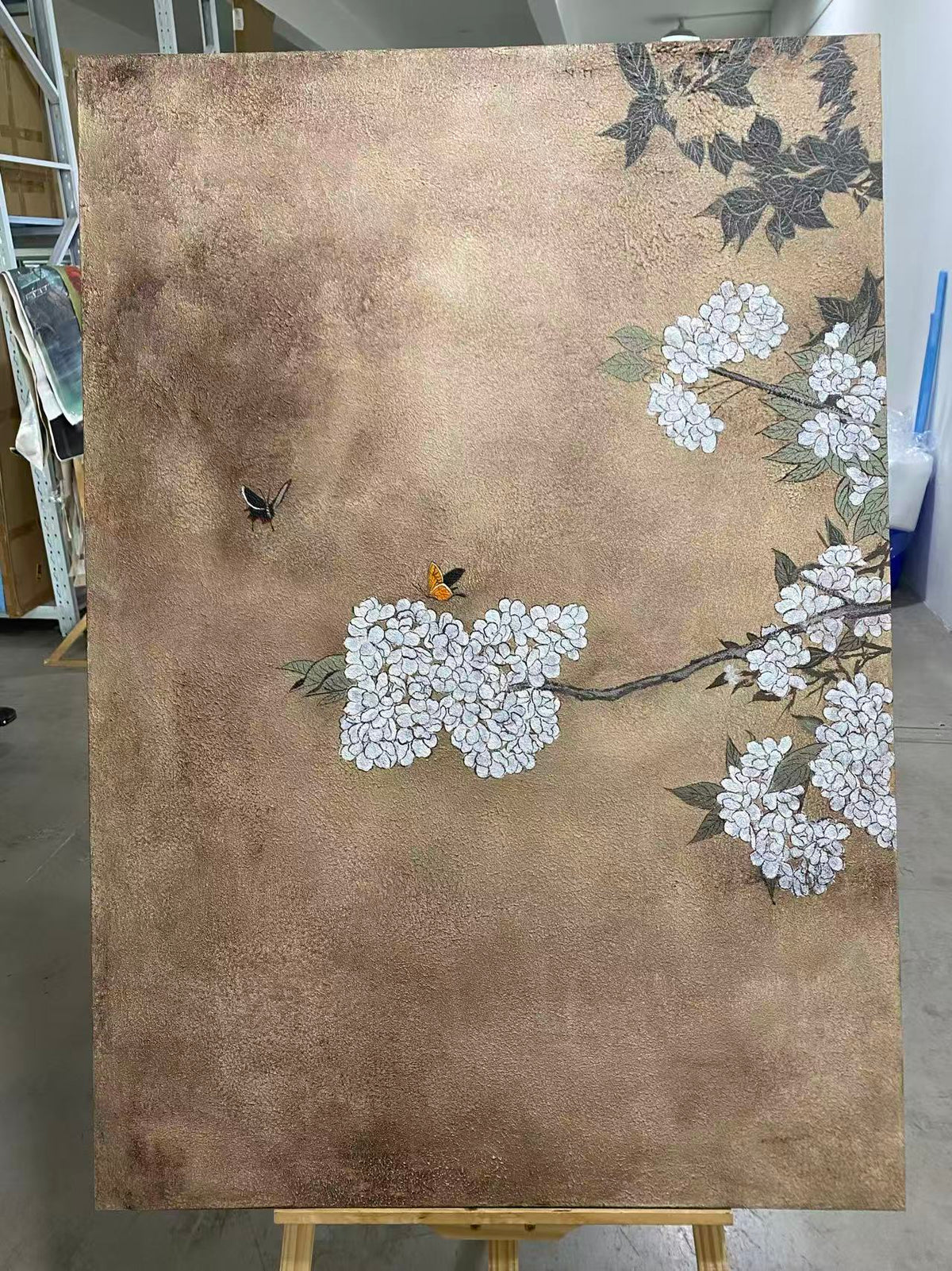White Blossoms on Umber